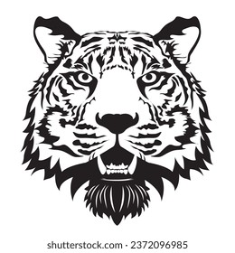 Tiger face roaring, vector illustration with white background.