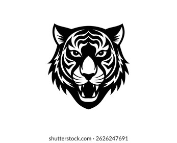 Tiger face silhouette design, tiger face on white background