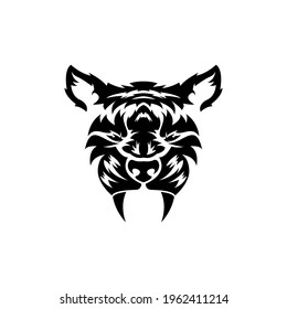 Tiger face with silhouette style design vector