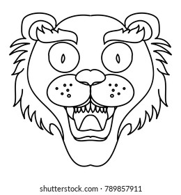 Tiger face silhouette vector isolate on white background.Line art and doodle tiger head.Japanese style tiger face for tattoo.Tiger roaring