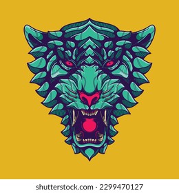 tiger face sketchy artwork design  illustration