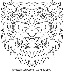 Tiger face sticker vector.Tiger head traditional tattoo.Tiger head vector isolate on white background.