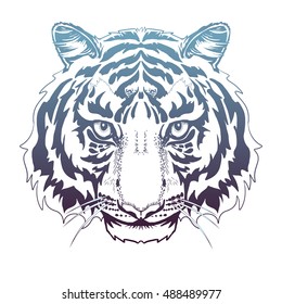 Tiger face tattoo. It can be used for printing on t-shirts or tattooing.

