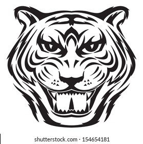 Tiger Face Tattoo Design Vintage Engraved Stock Vector (Royalty Free ...