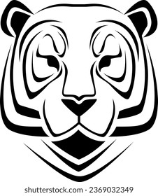 Tiger face tattoo, tattoo illustration, vector on a white background.