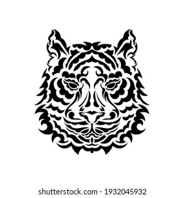 Tiger face tattoo on white background. Vector 