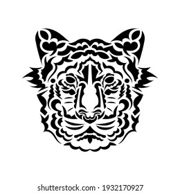 Tiger face tattoo on white background. Vector illustration.