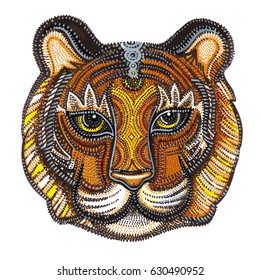 TIGER FACE , TRIBAL, VECTOR