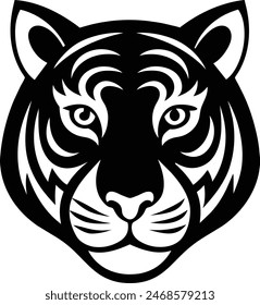 Tiger face vector black silhouettes.