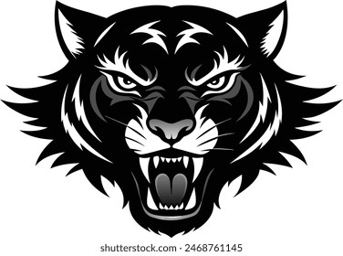 tiger face vector black silhouettes vector art illustration