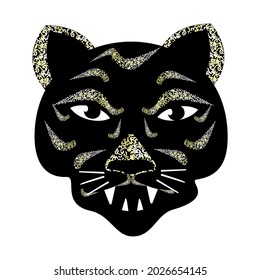 Tiger face. Vector graphics isolated on white background. Chinese New Year. Stylish logo design.