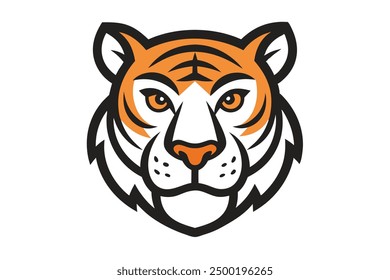 Tiger Face Vector Illustration Cartoon, Clipart, and Line Art Design for Micro stock