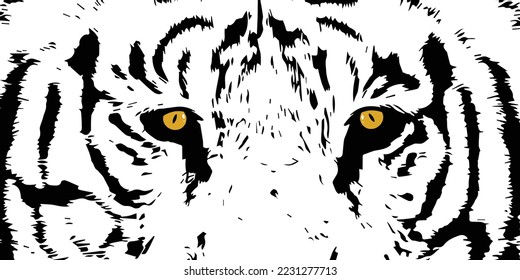 Tiger face vector illustration, Tiger Eyes Mascot Graphic in white background.