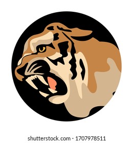  tiger face, vector illustration, flat style, profile side