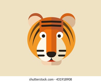Tiger face vector illustration flat