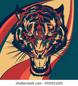 Tiger face. Vector illustration of a tiger head.