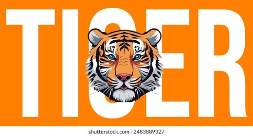 Tiger face vector illustration, logo, symbol, icon, mascot, face line art