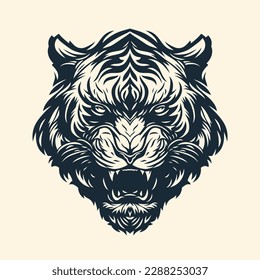 Tiger face vector illustration. Tiger print.