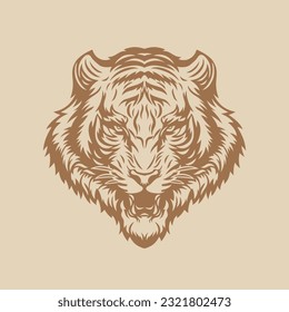 Tiger face vector illustration. Tiger print.