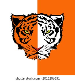 tiger face vector illustration with two colors