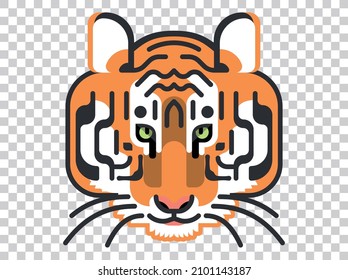 Tiger face vector illustration Year of the Tiger geometric icon on transparent background