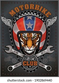 tiger face. vintage motorcycle label
