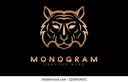 Tiger face wildlife animal icon abstract monogram vector logo template