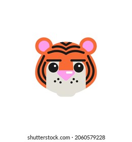 Tiger Face Without Mouth flat icon, vector sign, tiger face emoticon colorful pictogram isolated on white. Symbol, logo illustration. Flat style design