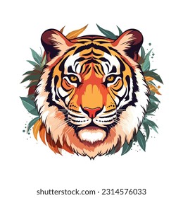 Tiger face,Vector illustration isolated on white background