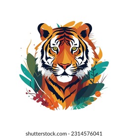 Tiger face,Vector illustration isolated on white background