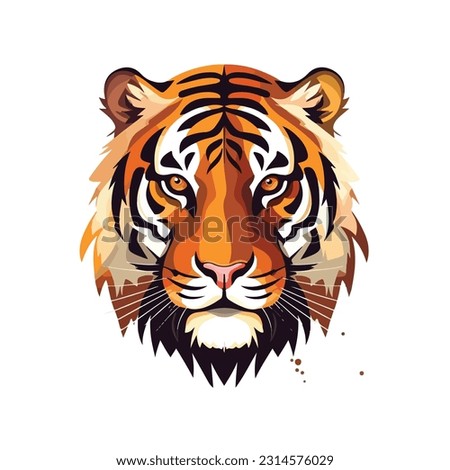 Tiger face,Vector illustration isolated on white background
