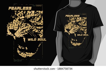 Tiger and Fearless slogan vector illustration for t-shirt graphics, print poster.