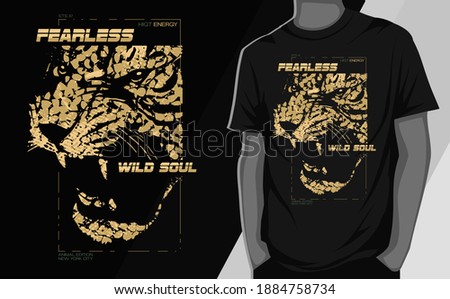 Tiger and Fearless slogan vector illustration for t-shirt graphics, print poster.
