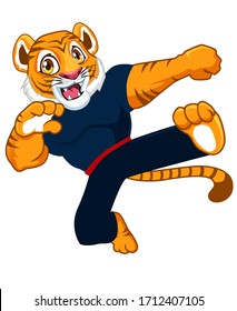 Tiger Fighter Mascot Cartoon In Vector