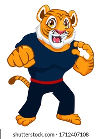 Tiger Fighter Mascot Cartoon In Vector