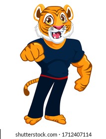 Tiger Fighter Mascot Cartoon In Vector