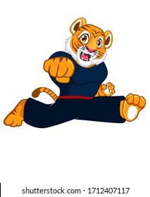 Tiger Fighter Mascot Cartoon In Vector