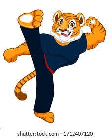 Tiger Fighter Mascot Cartoon In Vector