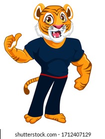 Tiger Fighter Mascot Cartoon In Vector