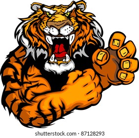 Tiger Fighting Mascot Body Vector Illustration