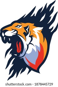Tiger und Feuer Maskottlogo Design.