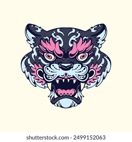 Tiger fire mask vector art