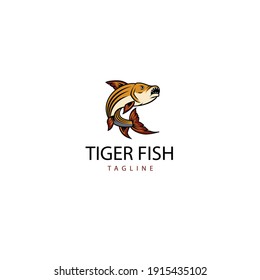 Tiger fish logo icon design vector illustration template. unique logo