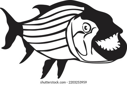 Tiger fish vector with white background
