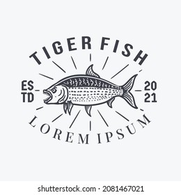 Tiger Fish vintage logo on white background