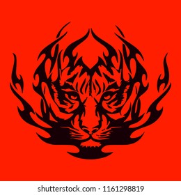 Tiger Flame Graphic design for tattoo ink or wall decor sticker