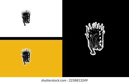 tiger and flames vector outline design