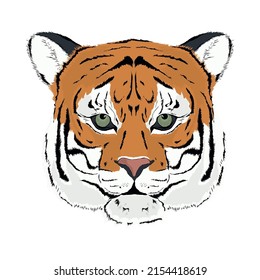 Tiger-Flachsymbol, weißer Hintergrund