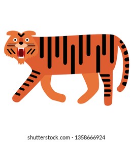 tiger flat illustration on white