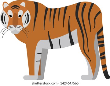 Tiger flat illustration on white